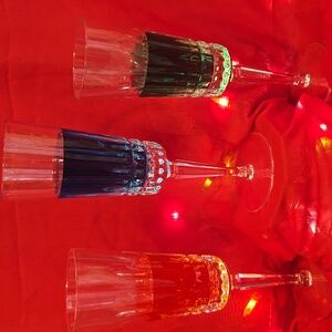 Set of 3 Elegant Crystal Champagne Flutes